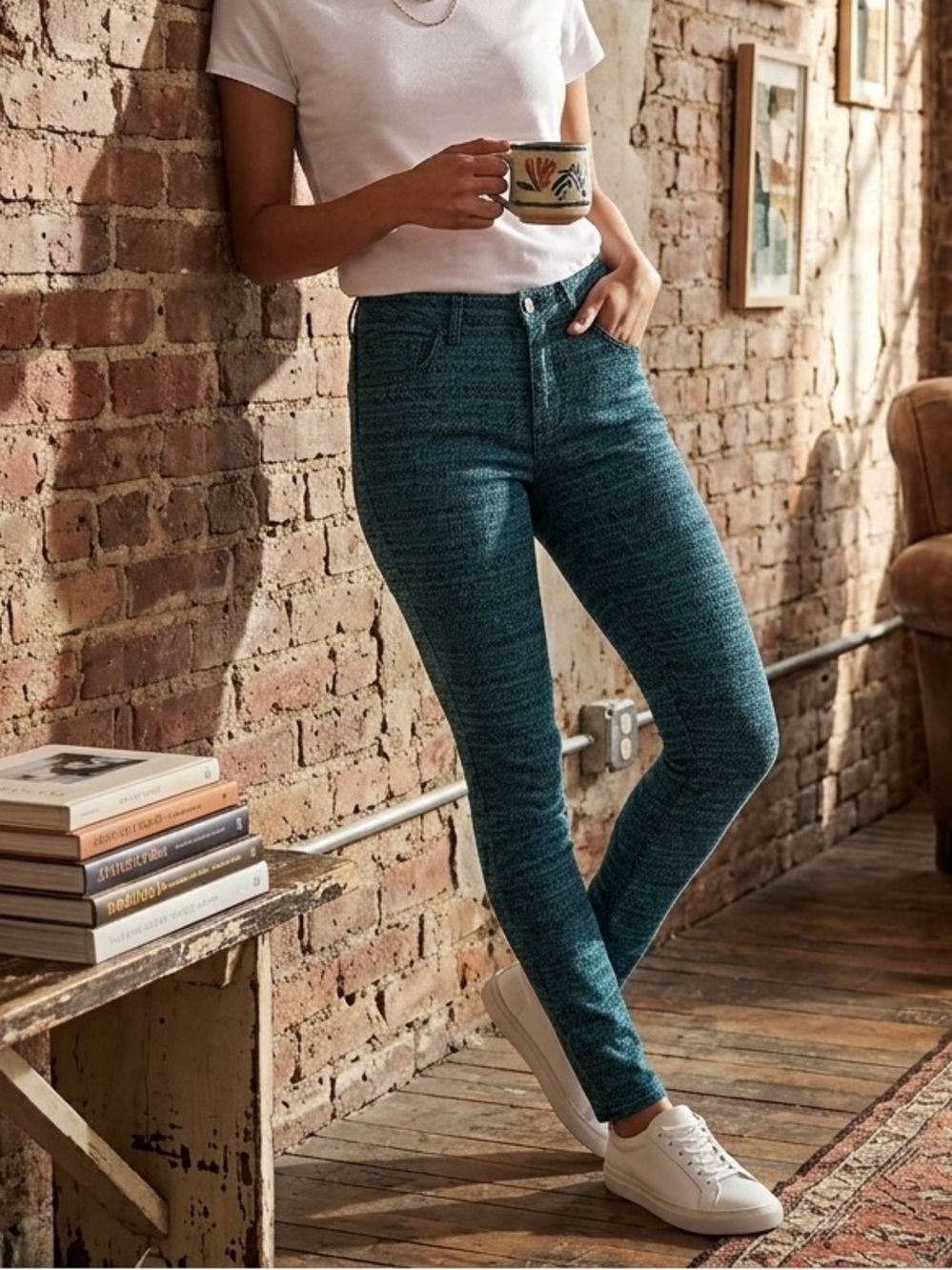 Rag & Bone Blue Tweed Print Legging Jeans Size 26